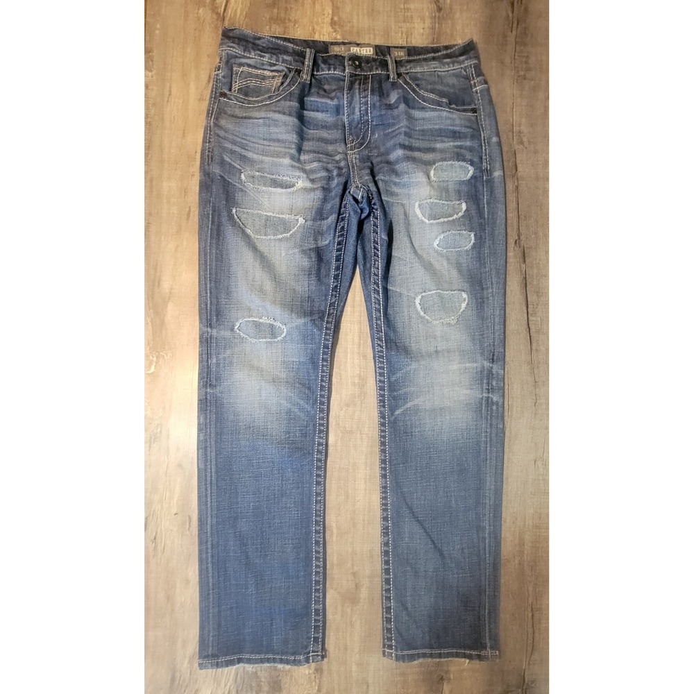 BKE Carter Straight Leg Jeans Mens 34R Medium Wash Distressed Denim 34x32 EUC